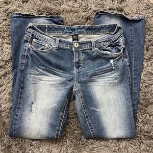 Ariya Women's Blue Faded Flare Bootcut Jeans Denim Y2K Cowgirl Western 13/14